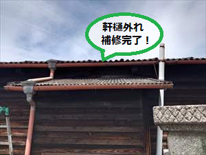 軒樋　外れ　補修完了